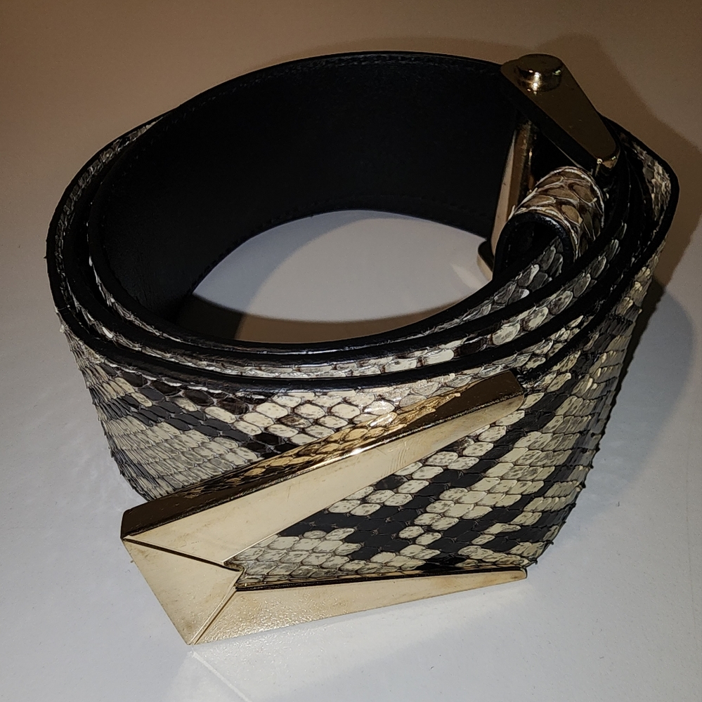 Auth Versace Snakeskin Leather Belt I00/40